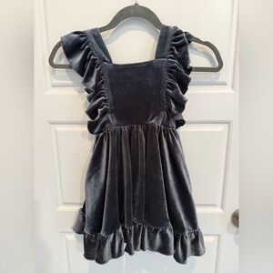 Ollie Jay Girls Velvet Dress Grey Size 6 Apron